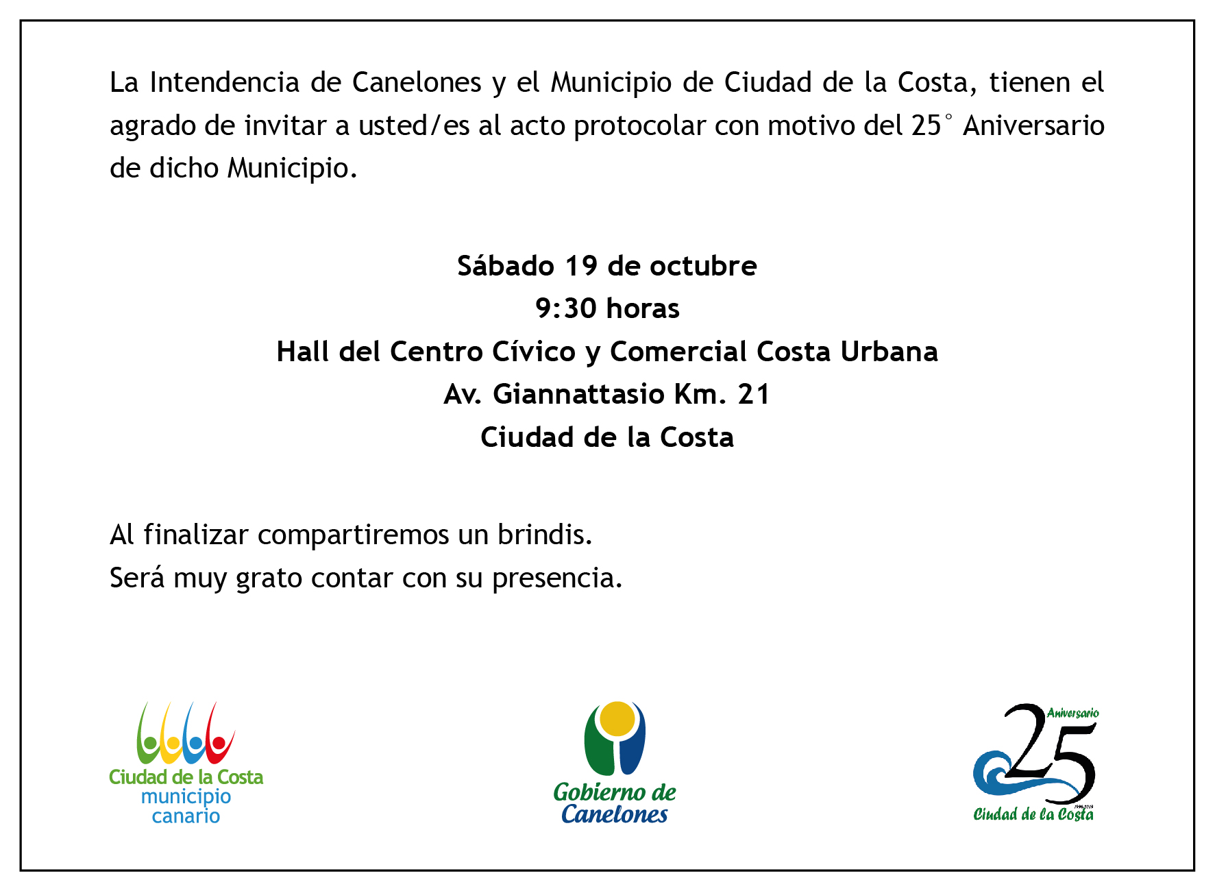 Acto Protocolar 25 Aniversario De Ciudad De La Costa CIUDAD DE LA COSTA